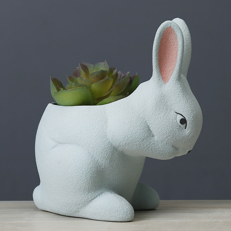 Pot de Fleurs Lapin Décoratif en Céramique