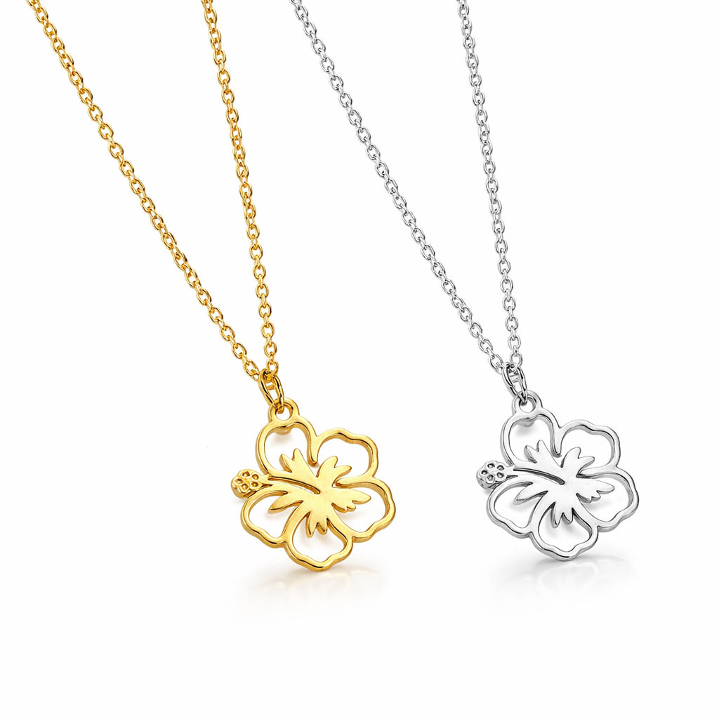 collier-fleur-hibiscus-dore-argente