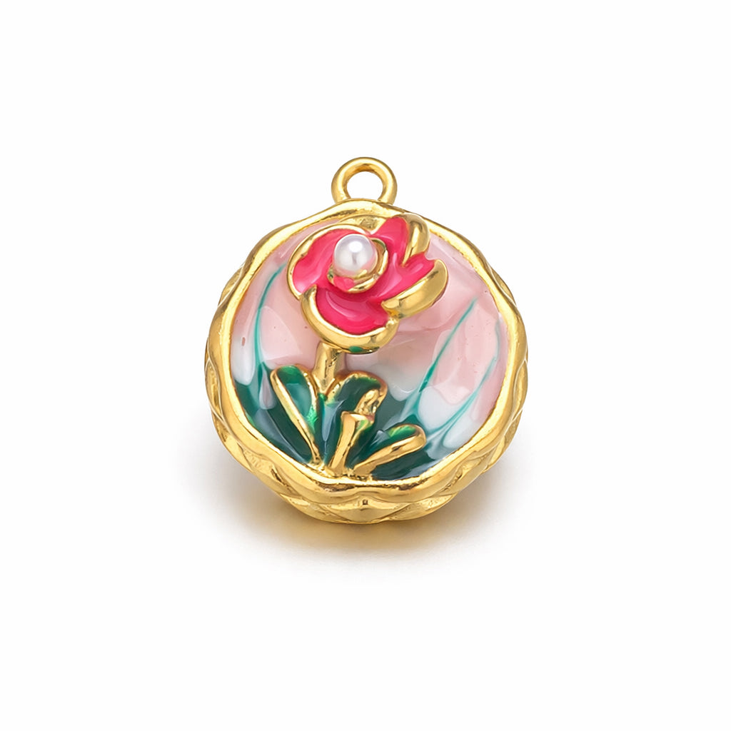 Pendentif Rose Émaillée (sans chaîne)