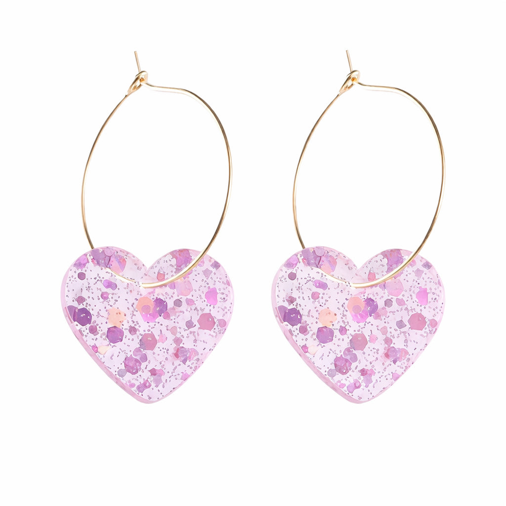 Boucles d’Oreilles Cœur Pailleté