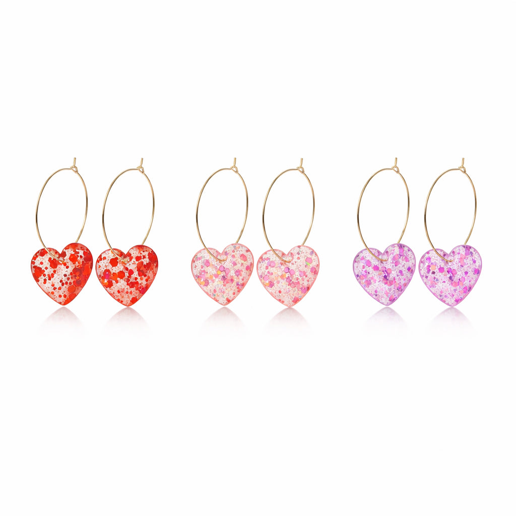 Boucles d’Oreilles Cœur Pailleté