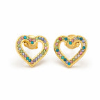 Boucles d’oreilles cœur multicolore