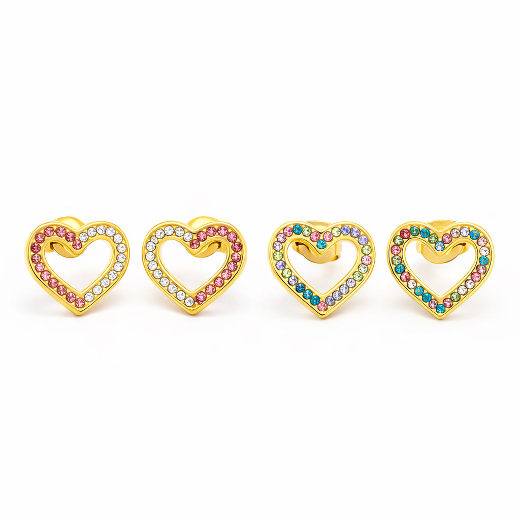 Boucles d’oreilles cœur multicolore