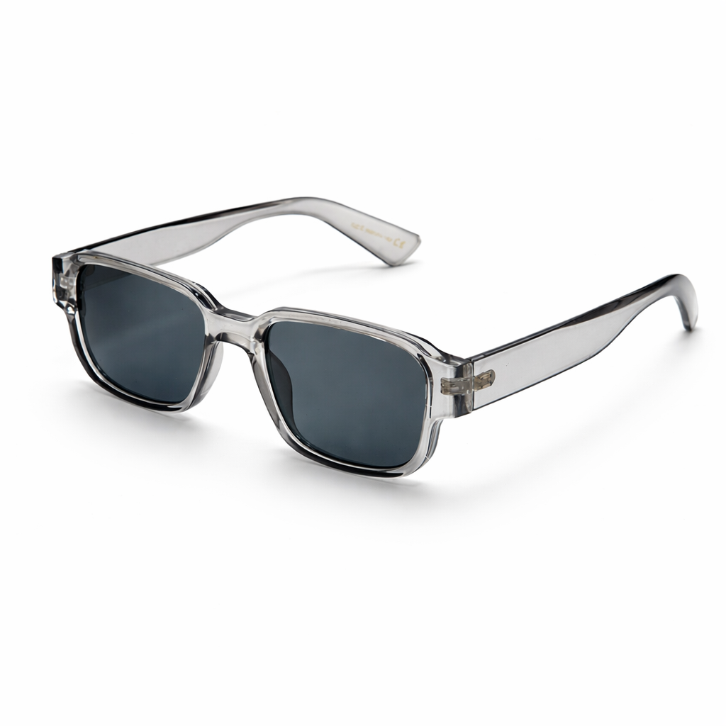 Lunettes de Soleil Carrées Oversize Gris Cristal
