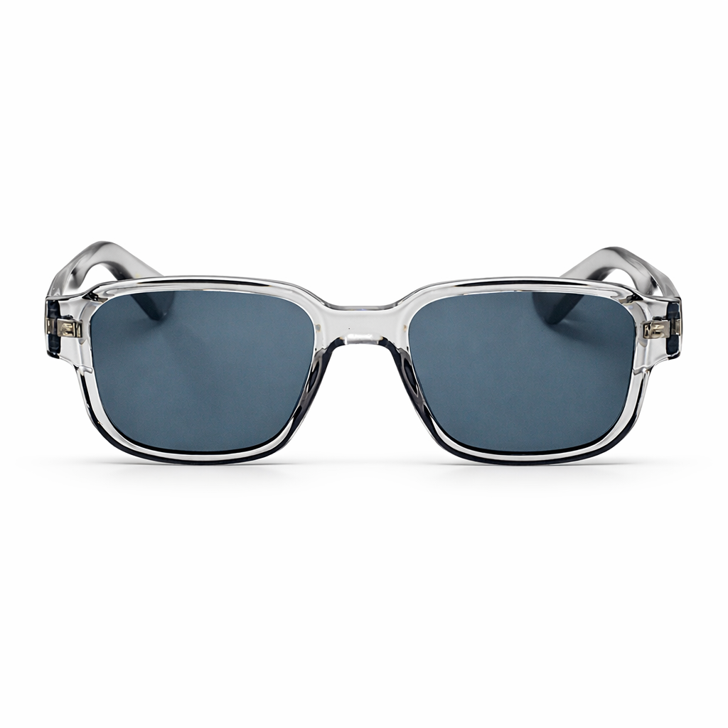 Lunettes de Soleil Carrées Oversize Gris Cristal