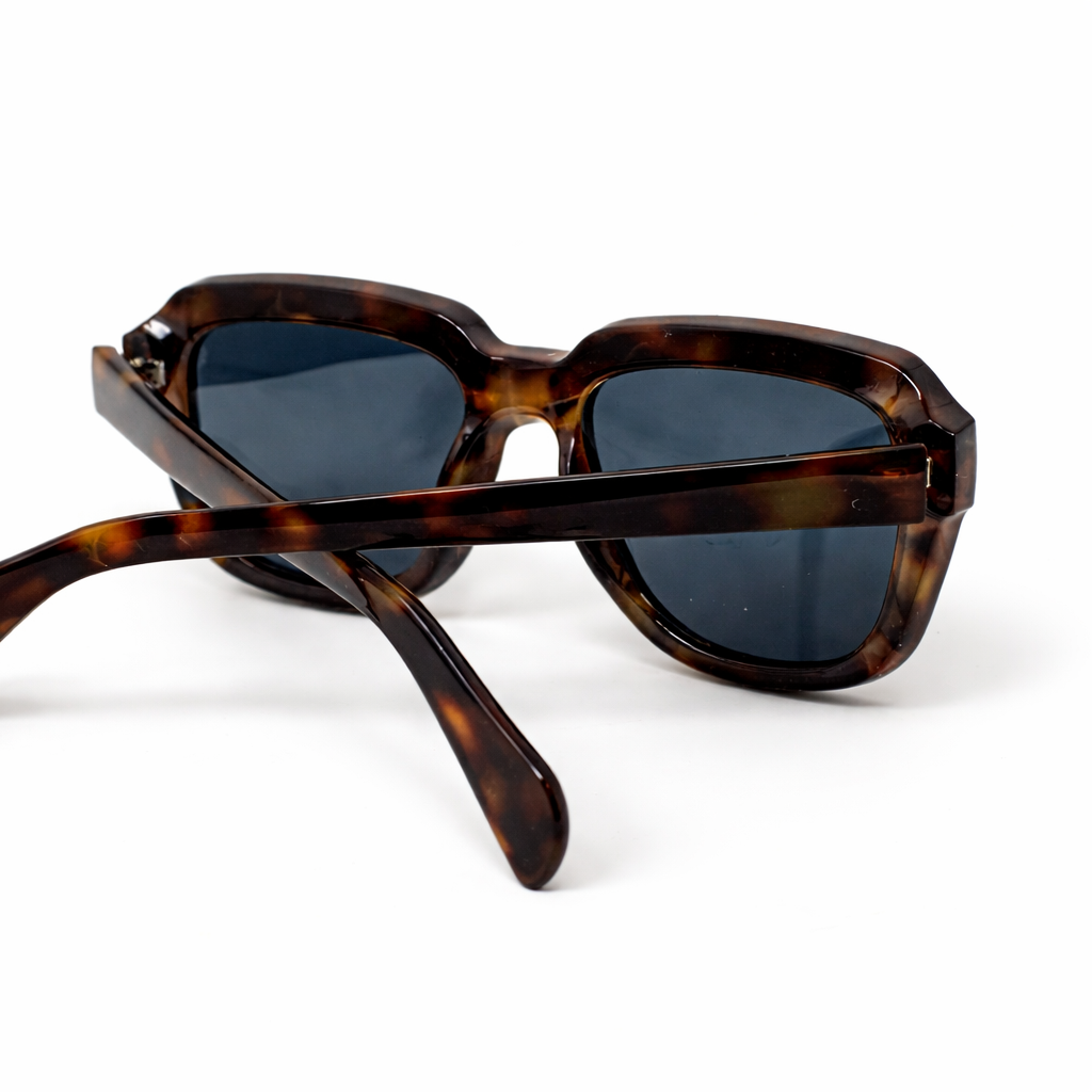 Lunettes de Soleil Carrées Oversize Écaille Marron