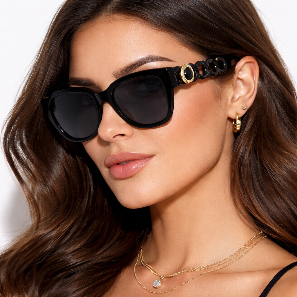 Lunettes de Soleil Géométriques Noires