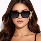 Lunettes de Soleil Géométriques Noires