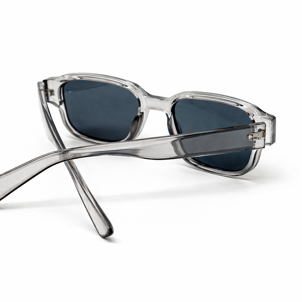 Lunettes de Soleil Carrées Oversize Gris Cristal