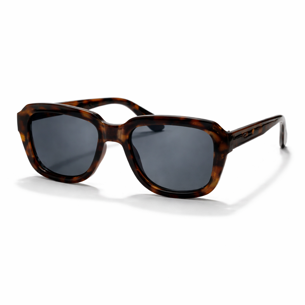 Lunettes de Soleil Carrées Oversize Écaille Marron