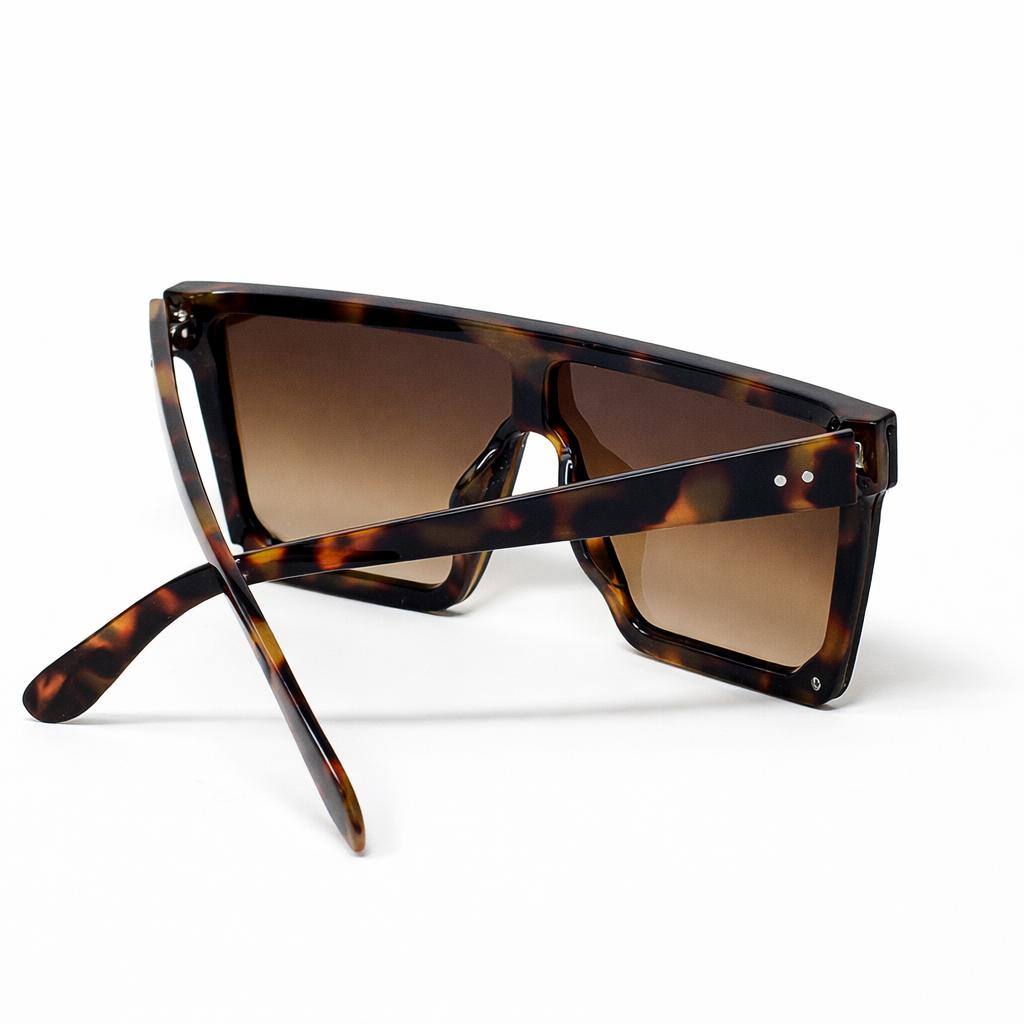 Lunettes de Soleil Carrées Oversize Années 70 Marron