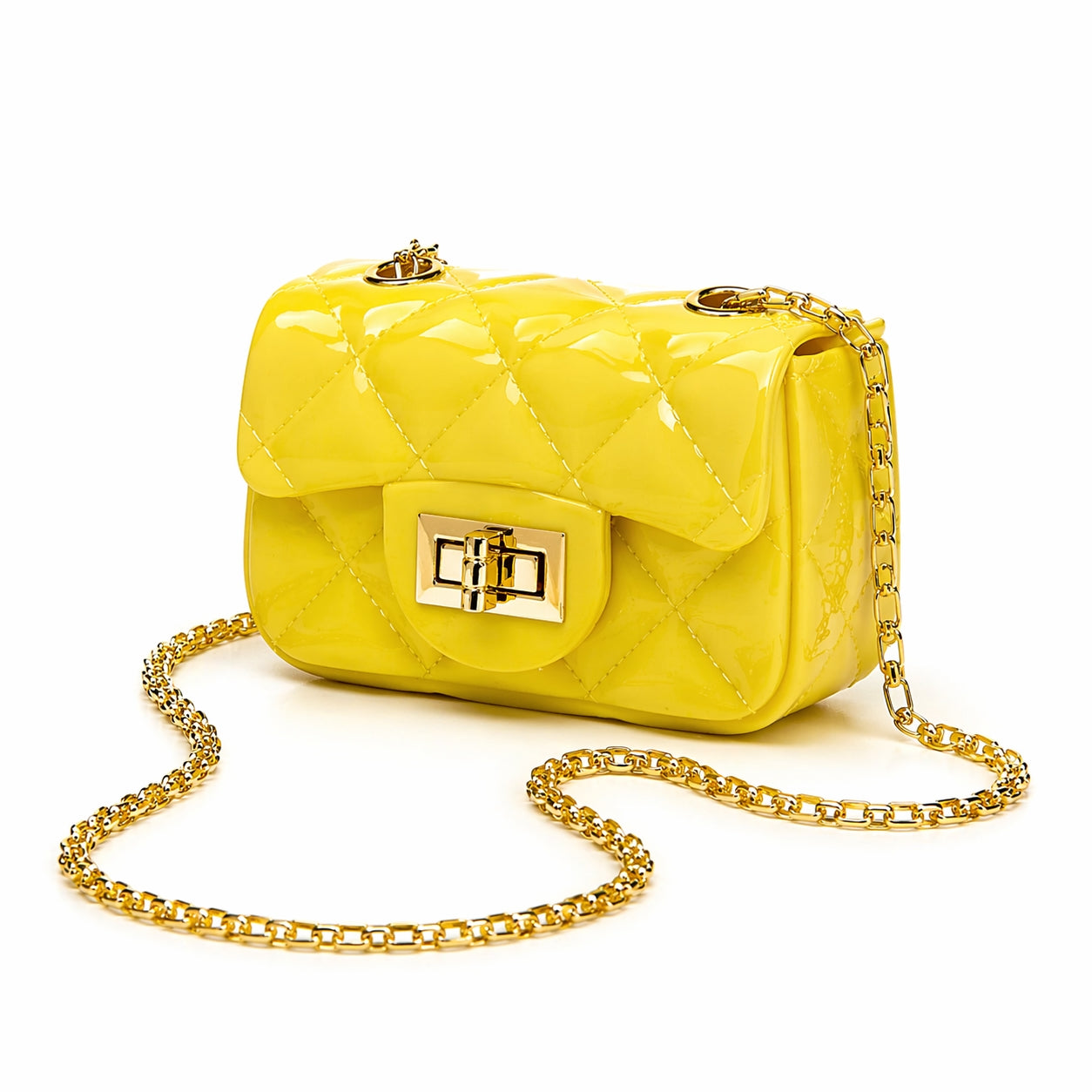 Sac Mini Brillant Matelassé Chaîne Dorée