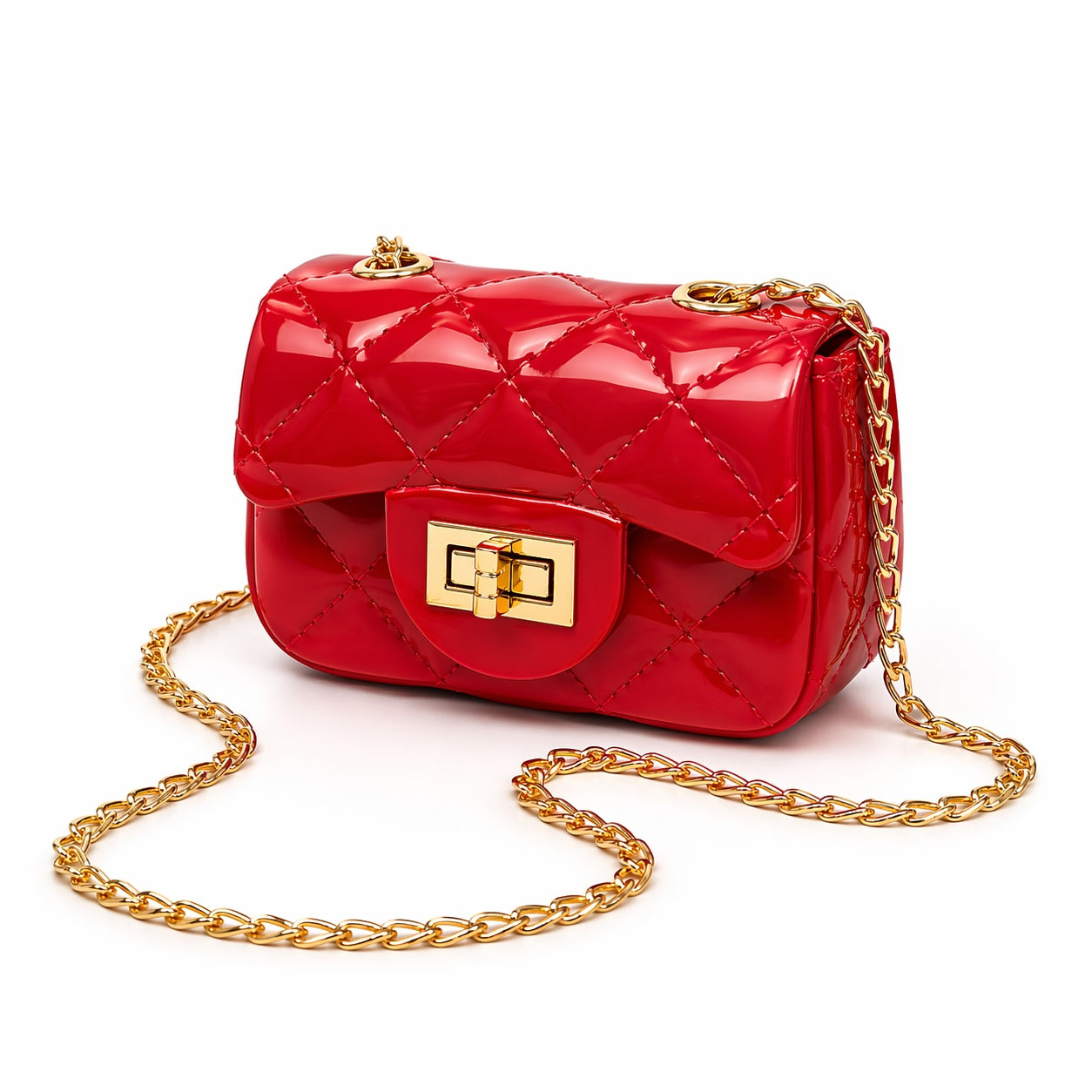 Sac Mini Brillant Matelassé Chaîne Dorée