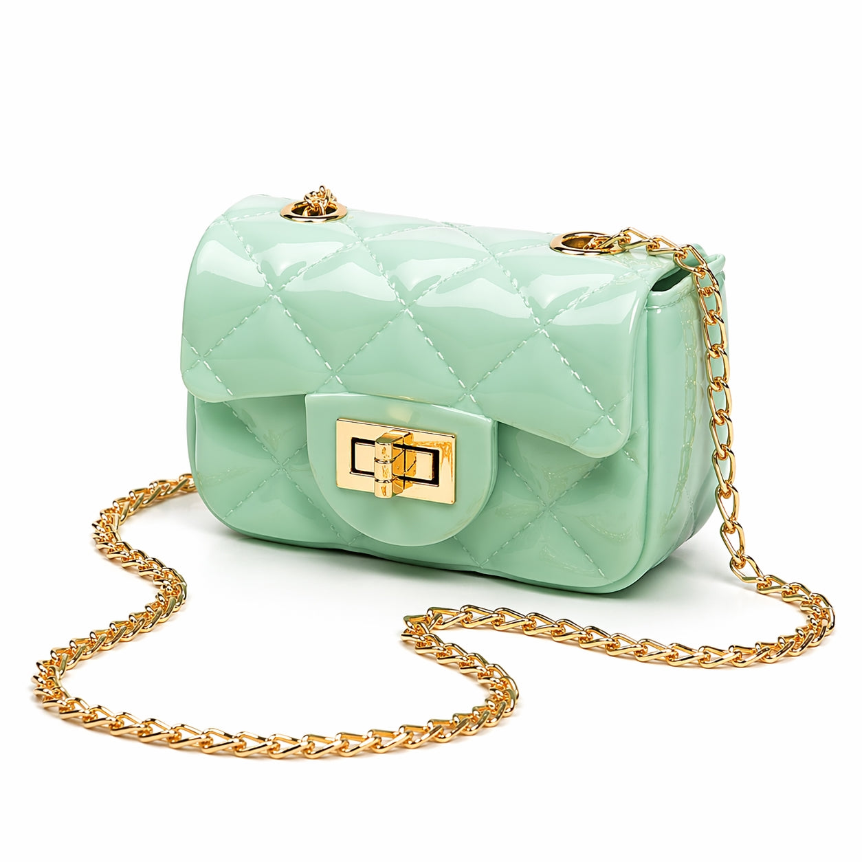 Sac Mini Brillant Matelassé Chaîne Dorée