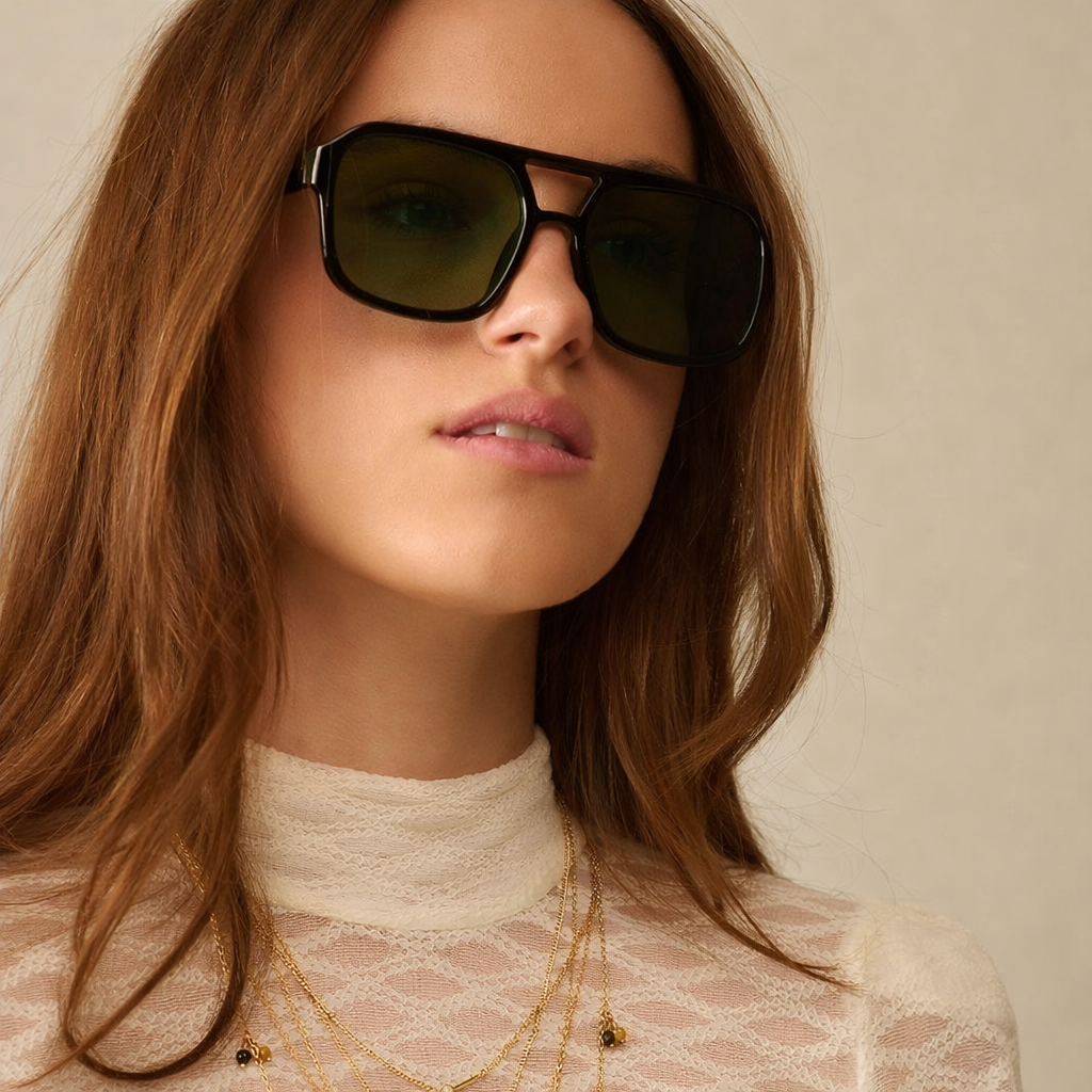 Lunettes de Soleil Aviator Vintage Noires