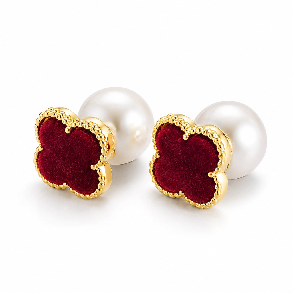 Boucles Double Face Fleur Rouge