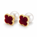 Boucles Double Face Fleur Rouge
