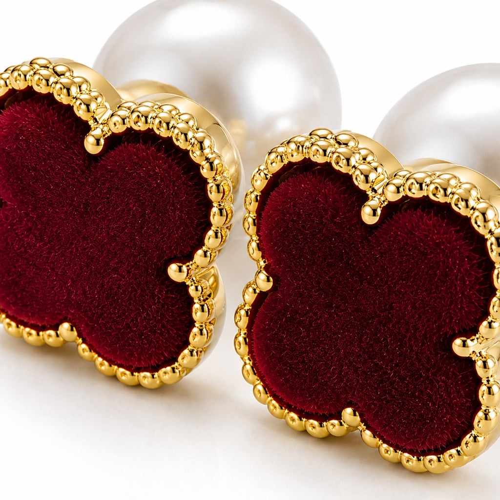 Boucles Double Face Fleur Rouge