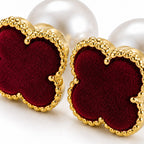 Boucles Double Face Fleur Rouge