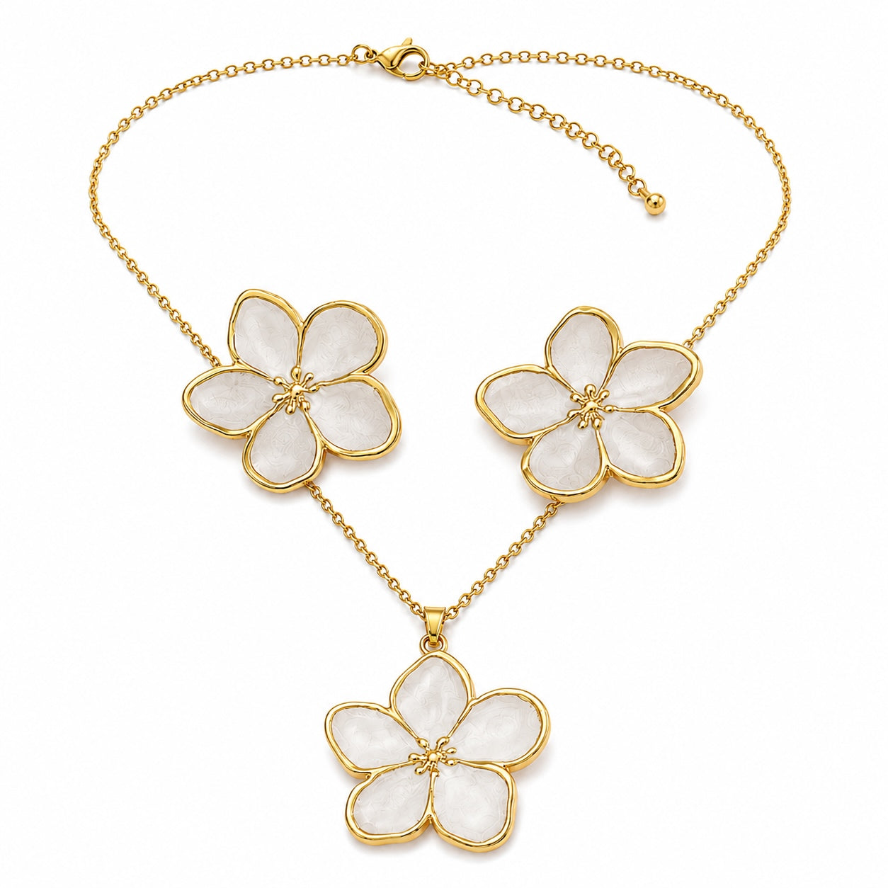 Parure Fleur Dorée blanc