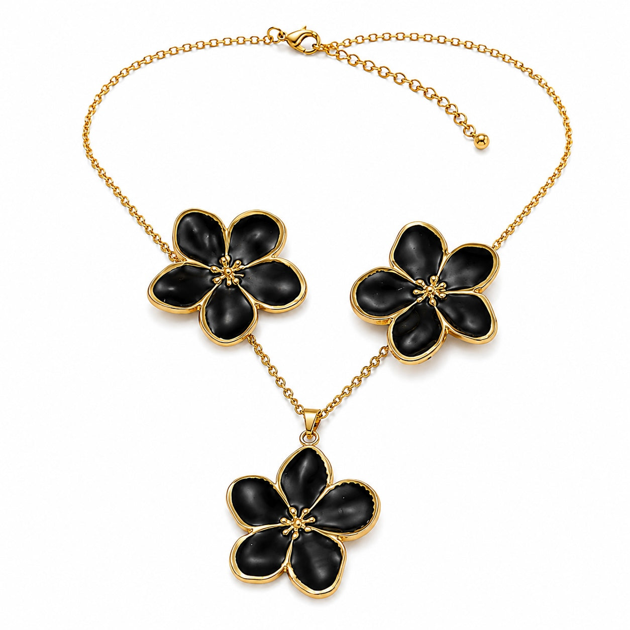 Parure Fleur Dorée noir