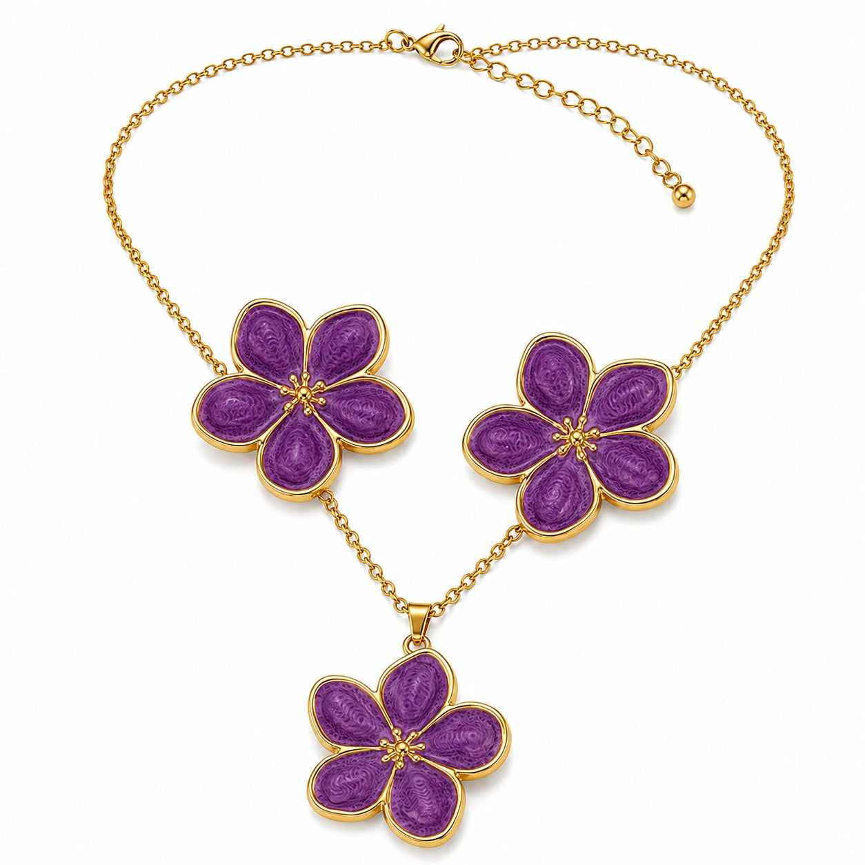 Parure Fleur Dorée violet