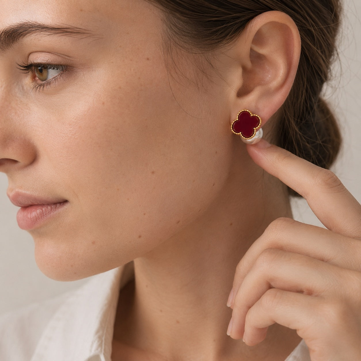 Boucles Double Face Fleur Rouge