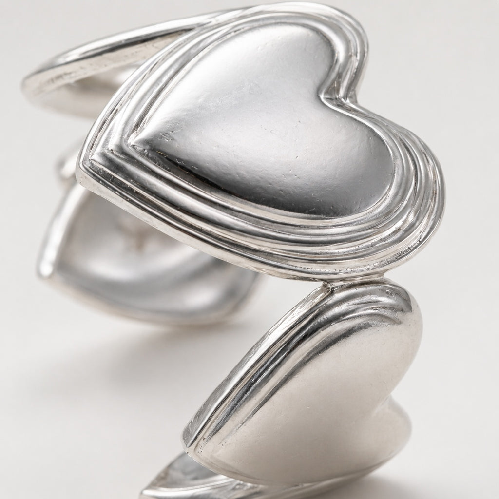 Bague double cœurs lisse