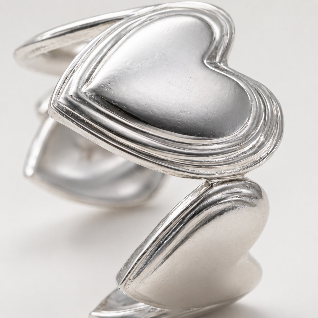 Bague double cœurs lisse