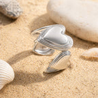 Bague double cœurs lisse