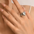 Bague double cœurs lisse