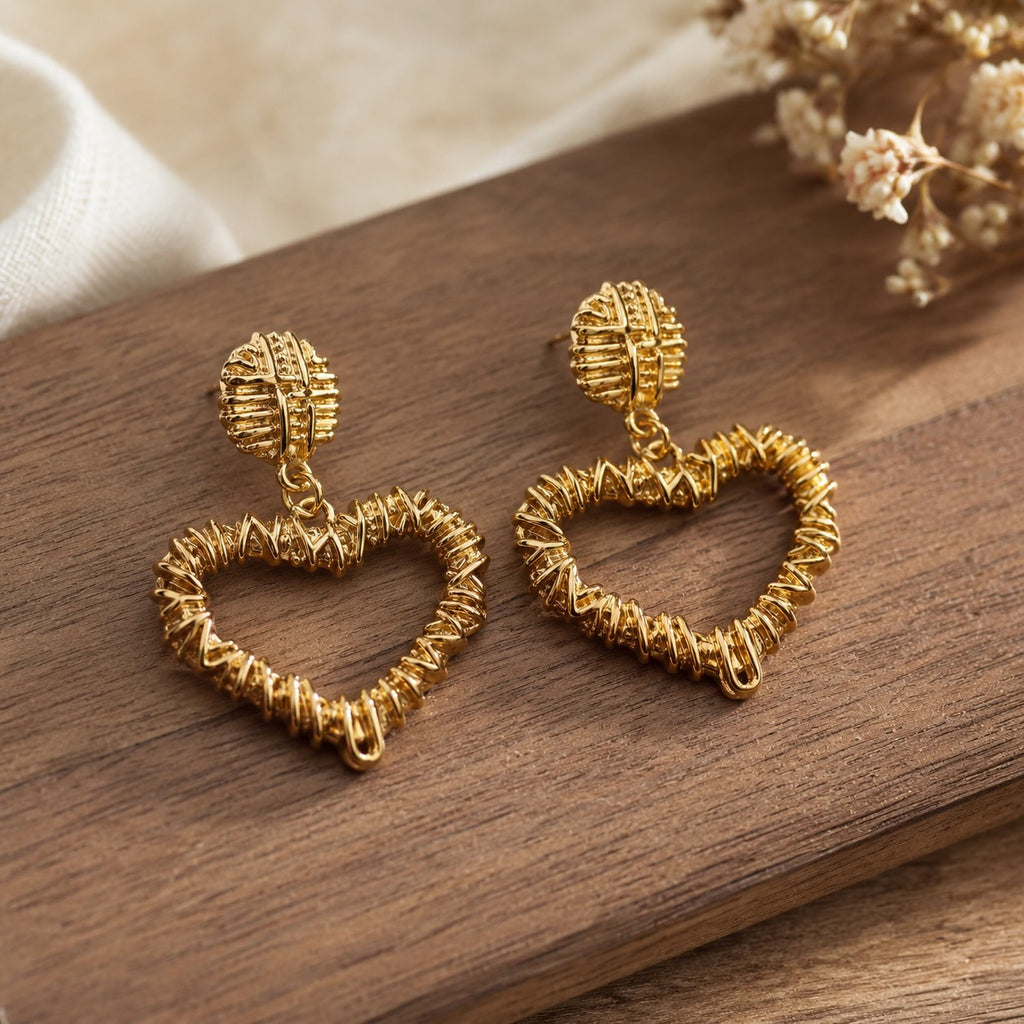 Boucles d’Oreilles Cœur Texturé