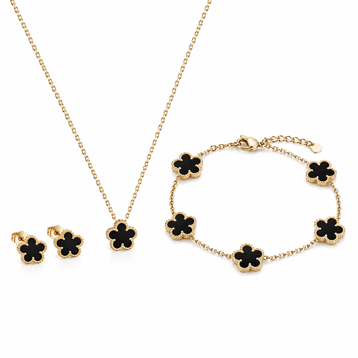 Parure Fleur Acier Inoxydable