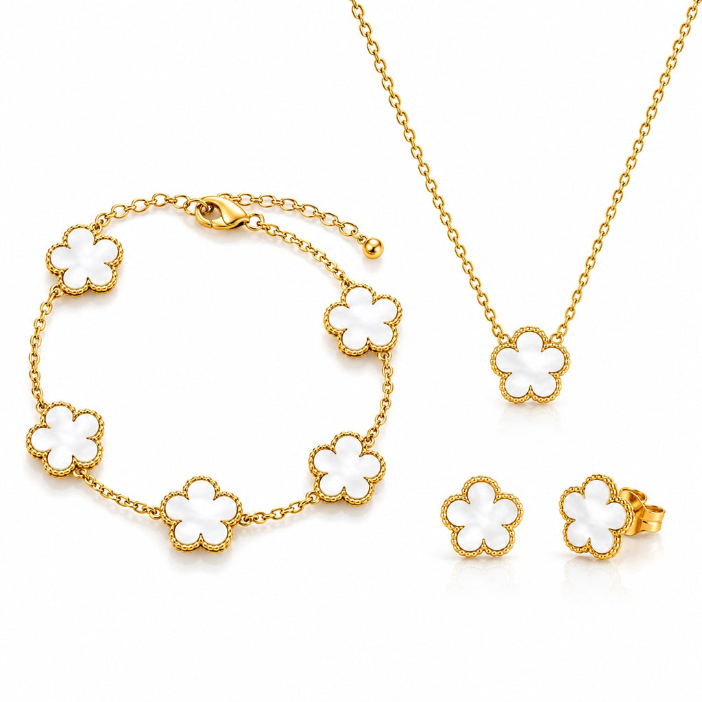 Parure Fleur Acier Inoxydable