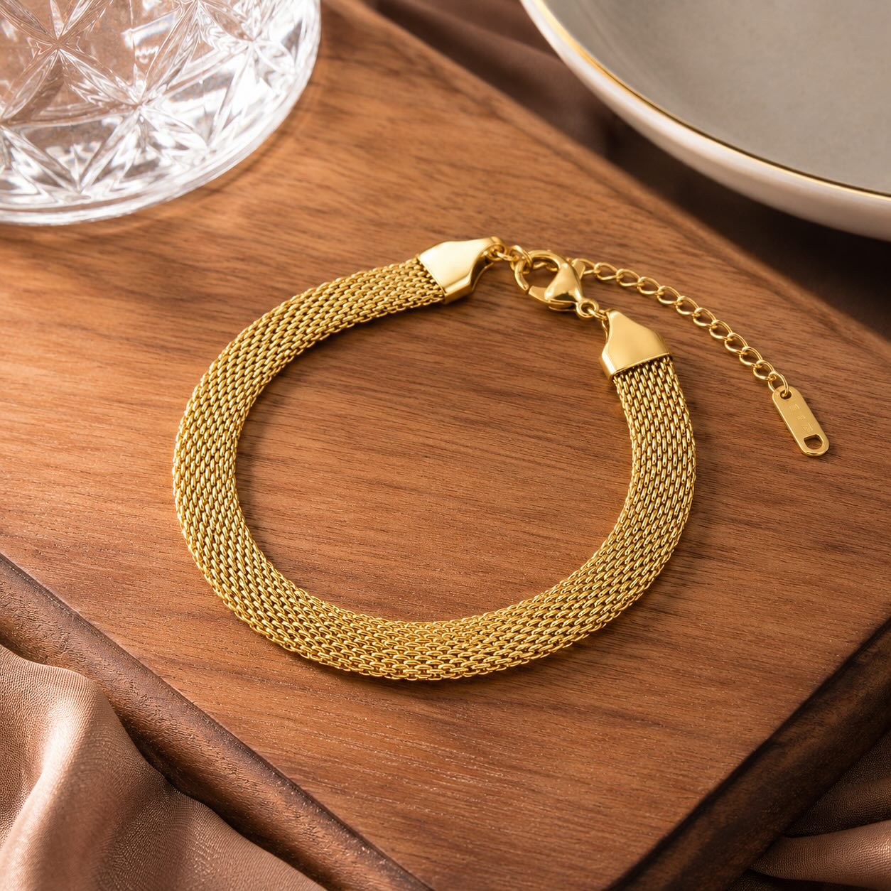 Bracelet Maille Plate Dorée