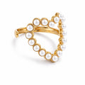Bague Perles Dorées Ajustable