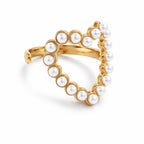 Bague Perles Dorées Ajustable