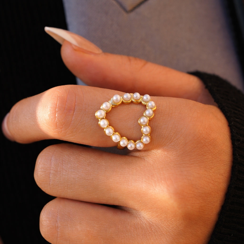 Bague Perles Dorées Ajustable