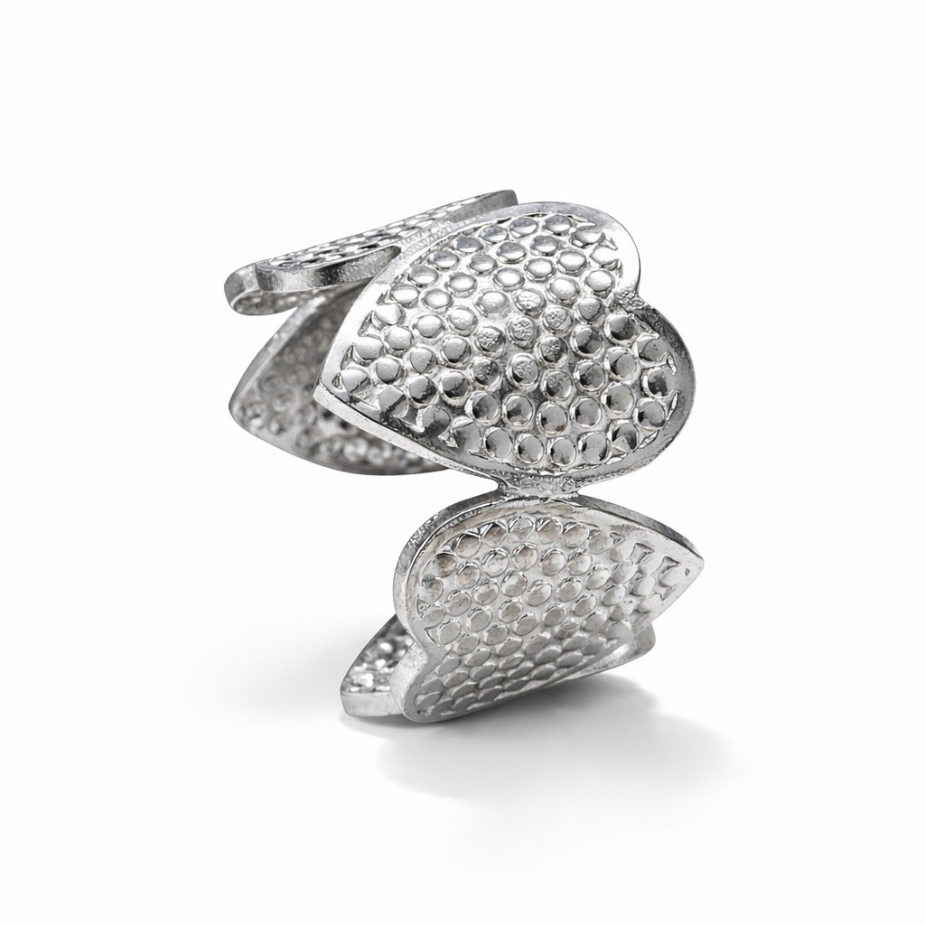 Bague coeurs texturés