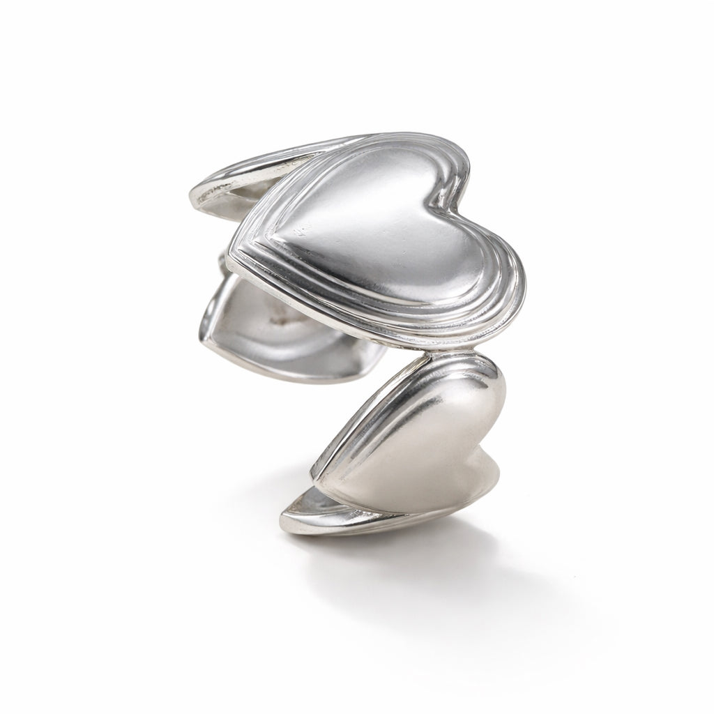 Bague double cœurs lisse