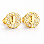 Boucles d’Oreilles Initiales Dorées Zircons