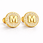 Boucles d’Oreilles Initiales Dorées Zircons