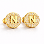 Boucles d’Oreilles Initiales Dorées Zircons