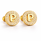 Boucles d’Oreilles Initiales Dorées Zircons