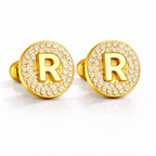 Boucles d’Oreilles Initiales Dorées Zircons