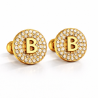 Boucles d’Oreilles Initiales Dorées Zircons