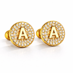 Boucles d’Oreilles Initiales Dorées Zircons