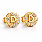 Boucles d’Oreilles Initiales Dorées Zircons