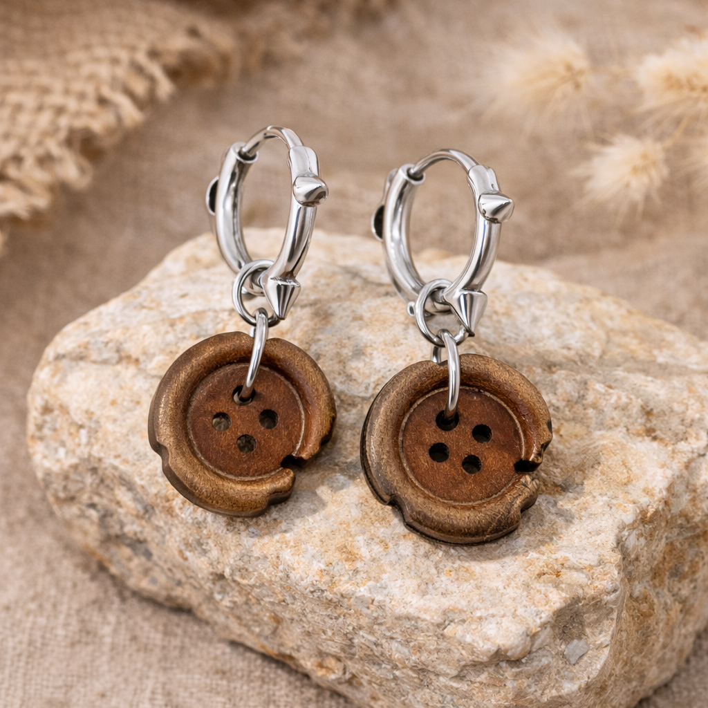 Boucles d’Oreilles Boutons Effet Brûlé