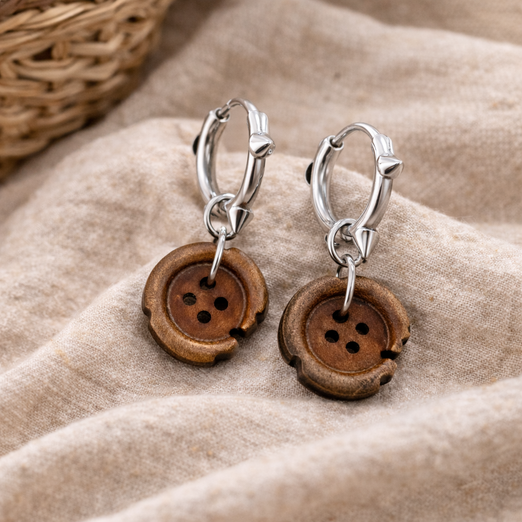 Boucles d’Oreilles Boutons Effet Brûlé